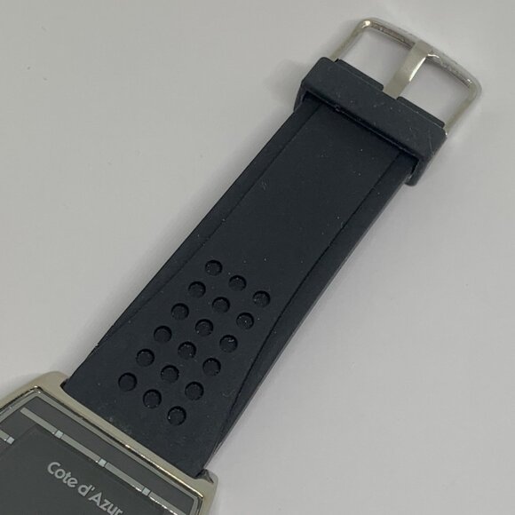 Cote d’ Azur men’s Watch silver black tone quartz analog 38mm silicone running - Picture 5 of 7
